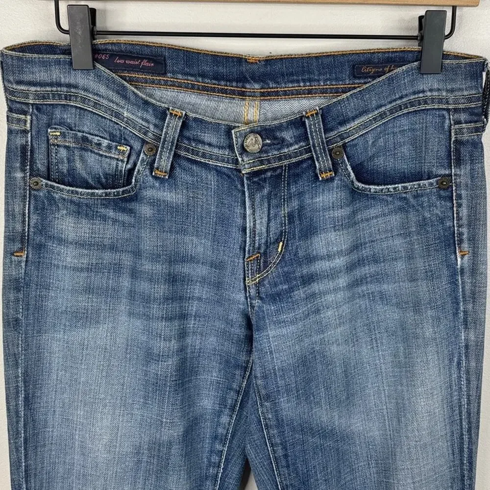 Citizens of Humanity Naomi Low Rise Flare Jeans 27 Blue Distressed Y2K Stretch